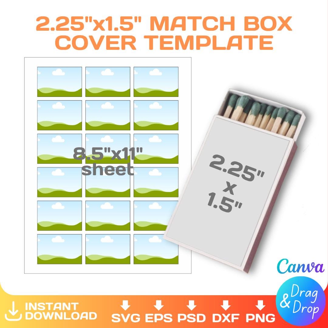 Match Box Cover Blank Template, Matchbox Label, Sublimation, Svg