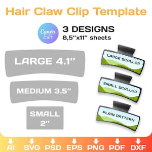 Haarkralle Clip Vorlage, Bundle, Leder Haarkralle Cover Muster, Benutzerdefinierte Kunstleder Kralle Clip Design, dxf, svg, Laser Cut-Datei, Canva