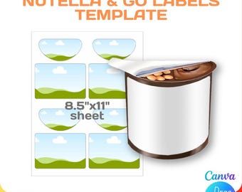 Nutella & Go wrap blank template, DIY, Hazelnut treat label, custom, party favor label, editable, svg, Cricut, png, Canva, Instant Download