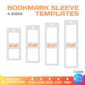 Plantilla de funda para marcapáginas, PAQUETE, plantilla en blanco para tarjeta de presentación de marcapáginas, soporte para marcapáginas, editable, svg, Cricut, png, Canva, descarga instantánea