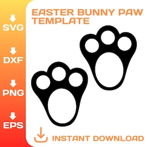 Bunny Feet SVG, stencil impronte coniglietto pasquale svg, file taglio laser impronta zampa coniglio, Cricut, Silhouette, DOWNLOAD IMMEDIATO