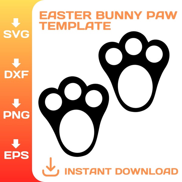 Bunny Piedi SVG, Stencil impronta coniglietto di Pasqua SVG, File di taglio laser stampa zampa di coniglio, Cricut, Silhouette, DOWNLOAD IMMEDIATO