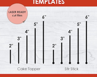 Cake Topper & Stir Stick Base Template SVG Bundle: Laser Cut File (Digital Download)