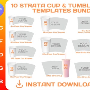 10 Strata Cup & Paper Cup Blank Template for Sublimation, BUNDLE, 4oz ...