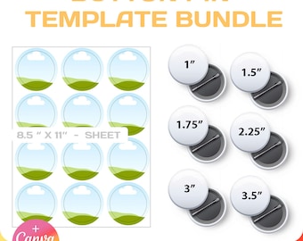 Button Pin Template Bundle: DIY Badge Circle Labels (Digital Download)