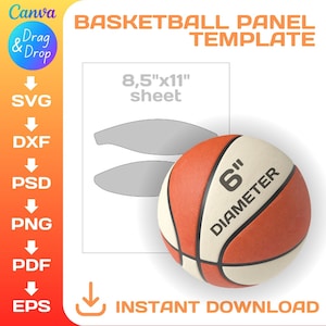 Mini Basketball Panel Vorlage, benutzerdefinierte Ball Wrap, DIY, Foto Basketball, svg, Cricut, png, Canva, Cut Files, sofort Download