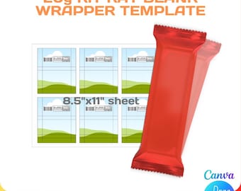 mini Kit Kat wrapper blank template, DIY, custom, small chocolate party favor, editable, svg, Cricut, png, Canva, 20g, Instant Download