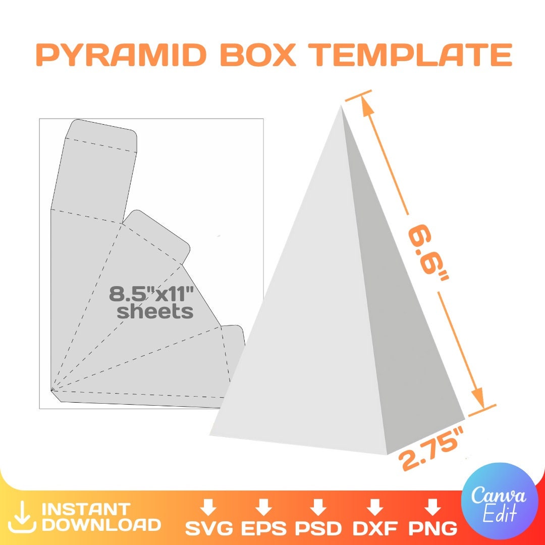 Pyramid Box Blank Template, Editable, DIY, Custom, Svg, Png, Cricut Pyramid Box Blank Template, Editable, DIY, Custom, Svg, Png, Cricut