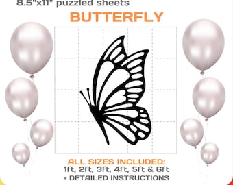 Butterfly Mosaic Template: DIY Balloon Prop, Baby Shower Decor (PDF Download)