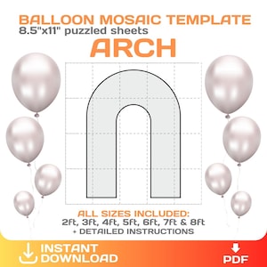 Arch Prop-sjabloon, DIY, mozaïek van ballonnen, boogtent, boogachtergrondsjabloon, afdrukbaar, pdf van 8,5 x 11, digitaal, instant download