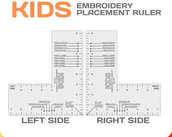machine embroidery logo placement guides, svg, pdf, png, Kids Size, embroidery placement ruler, Digital Download