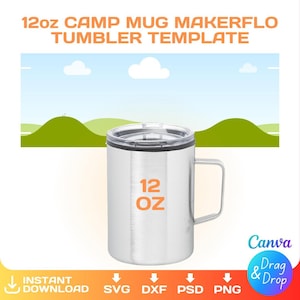 12 oz camp mug Makerflo, blank template for sublimation, svg, Cricut, png, Canva, dxf, Silhuette, Full Wrap, instant download