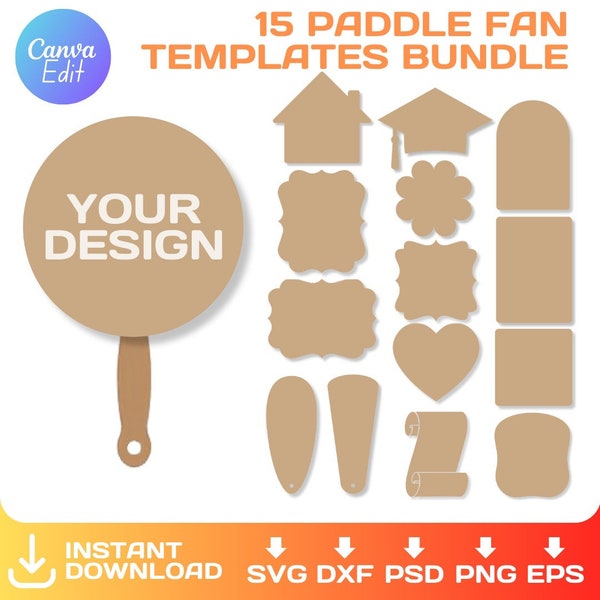 Bundle Paddle Fan Blank Template, Church Fan, Wedding Fan, Hand Heart Fan, Birthday Fan, Cricut, svg, Canva, png, Instant Download
