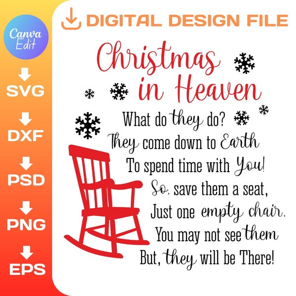 Christmas in heaven pillow svg, Lost Loved One at Christmas, laser cut file, Glowforge, Cricut, Silhouette, Instant Download
