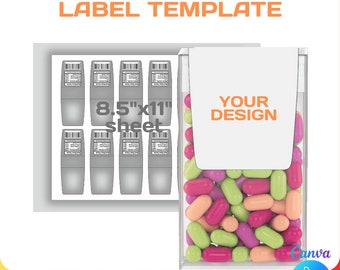 Tic Tac label template, 1 oz, Tic Tac Blank Wrapper, custom, party favor label, editable, svg, Cricut, png, Canva, Instant Download