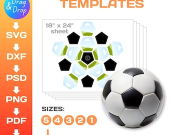 Soccer Ball Wrap Template: DIY Photo Panel (SVG, PNG, Canva), All Sizes
