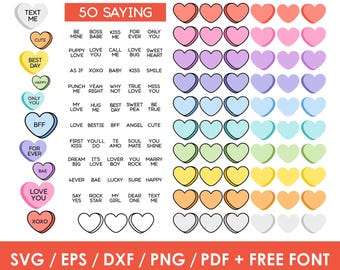 Candy Hearts SVG Bundle: Valentine's Day Clipart (Digital Download)