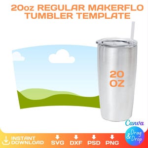 20オンス レギュラー Makerflo タンブラー、昇華用空白テンプレート、フルラップ、Canva、Cricut、png、svg、即時ダウンロード