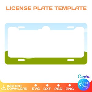 Modelo de moldura para placa de carro, personalizado, modelo em branco para placa de carro, svg, png, dxf, Cricut, Canva, Silhouette, download instantâneo