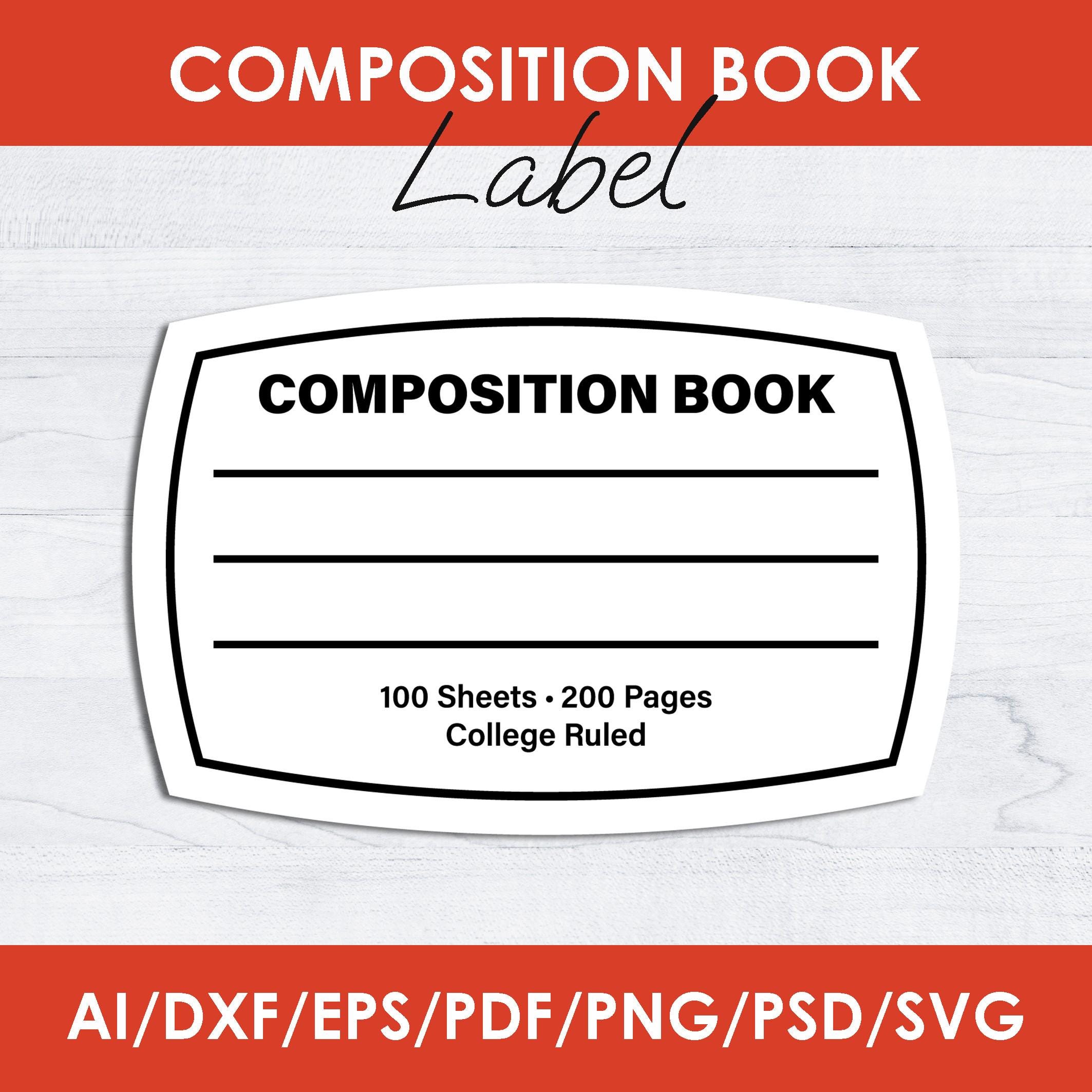 Composition Book Label Svg, Bundle, Notebook Labels Template, Cricut ...