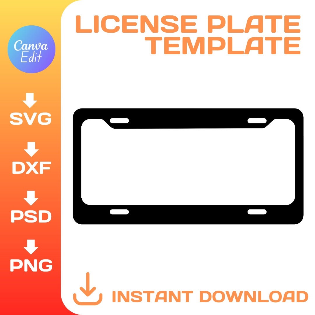 Car License Plate Frame Template, Custom, License Plate Blank Template Car License Plate Frame Template, Custom, License Plate Blank Template