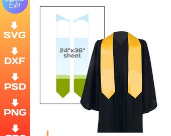 Grad Stole blank template, Graduation Stole svg, editable, svg, Cricut, png, Canva, sublimation, Instant Download