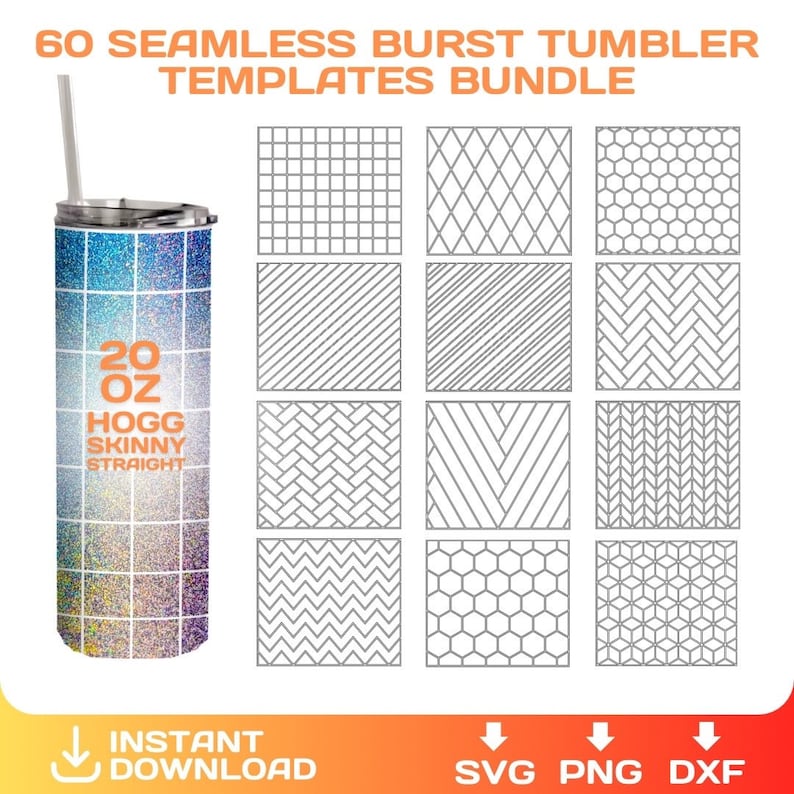 Burst Tumbler Template, BUNDLE, 20oz Hogg Skinny Straight Tumbler