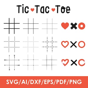 Tic Tac Toe SVG Bundle: Valentine&#39;s Day Game Grid (Digital Download)