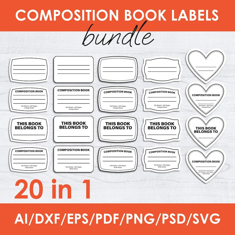 Composition Book Labels - Etsy