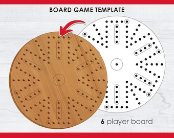 Juego de mesa Aggravation - para 6 jugadores - tablero de madera editable - archivos vectoriales - Descarga inmediata