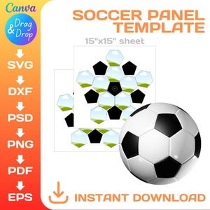 Sjabloon voetbalpaneel, aangepaste bal wrap, doe-het-zelf, foto bal wrap, svg, Cricut, png, canva, bestanden knippen, instant download
