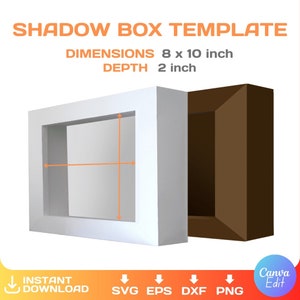 Plantilla en blanco para marco de caja de sombra rectangular, 8 x 10 pulgadas, bricolaje, svg, png, Cricut, Canva, imprimible, descarga instantánea