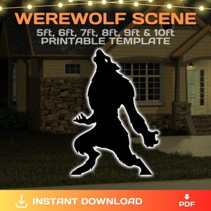 Werewolf Scene Silhouette Template, Halloween Stencils, yard outdoor decor, PDF, life size, trace & cut, printable, Instant Download