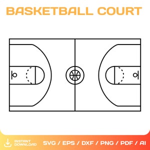 Basketballplatz SVG, Regulierung Basketballplatz Linien, Ballplatz Vektordateien, Laserschnittdatei, Cricut, Silhouette, sofort-Download