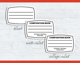 Composition Book Label Svg, Bundle, Notebook Labels Template, Cricut, Instant Download