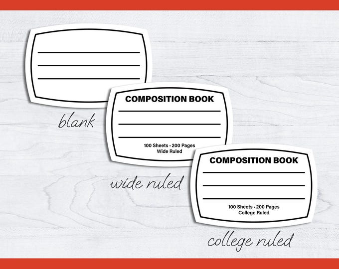 Composition Book SVG / Notebook Label Template - Etsy Canada