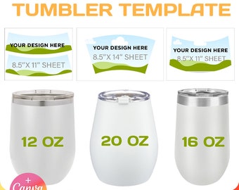 Wine Tumbler Template Bundle: Sublimation Wrapper (Digital Download)