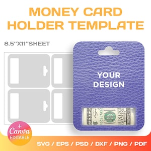 Geld Kartenhalter Vorlage, svg, png, Cricut, Canva, sofort Download