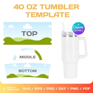 40 Oz Tumbler BLANCO sjabloon voor sublimatie, 40oz, Full Wrap, Canva, Cricut, png, svg, instant download
