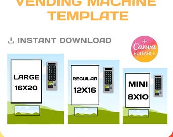 Vending Machine Template, 8x10, 12x16, 16x20, Editable, DIY, Vending Machine, Blank Template, Drag & Drop, Instant Download