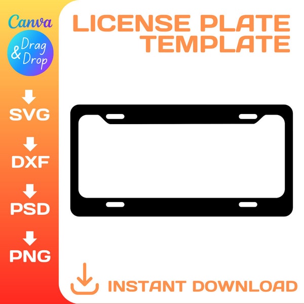 Car license plate frame template, Custom, License plate blank template, svg, png, dxf, Cricut, Canva, Silhouette, Instant Download