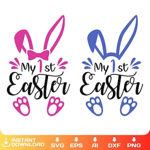 Mon premier svg de Pâques, bébé 1ère Pâques, png, pour body, version fille et garçon, Silhouette, fichier de coupe, Cricut, téléchargement immédiat