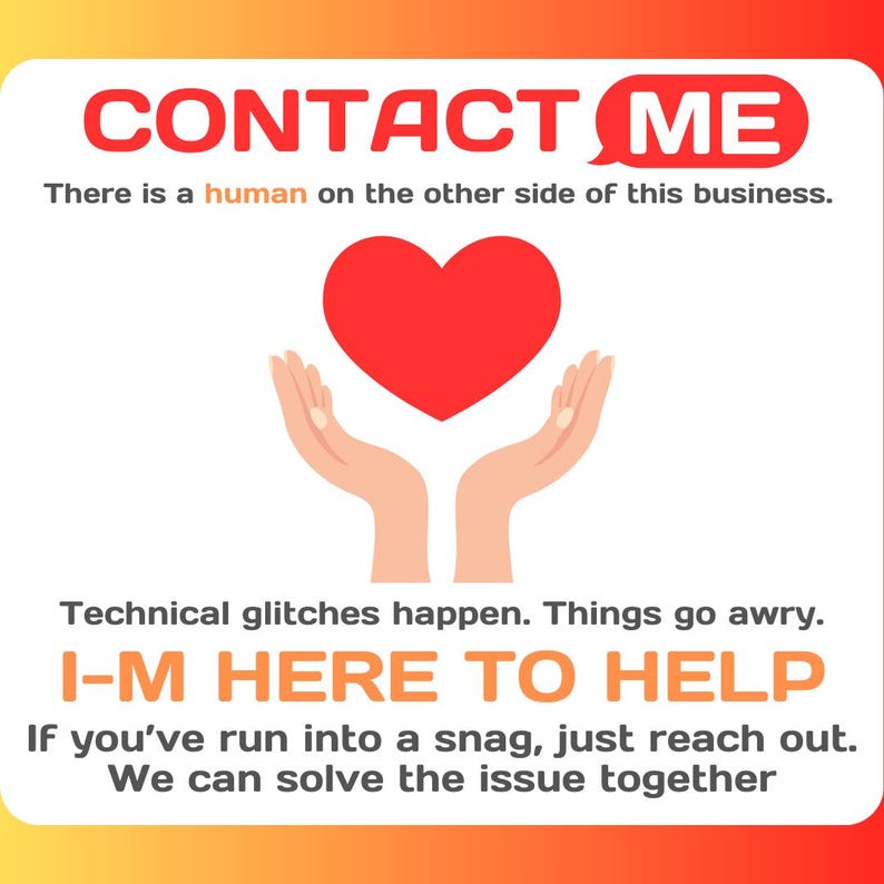 Puede incluir: Gr&aacute;fico con las palabras "CONTACTA CONMIGO" en rojo, un coraz&oacute;n rojo y manos. El texto dice: "Hay un humano al otro lado de este negocio." y "ESTOY AQU&Iacute; PARA AYUDAR."