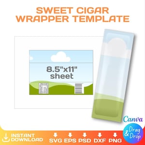 Sweet Cigar wrapper blank template, DIY, custom, party favor, editable, svg, Cricut, png, Canva, Instant Download