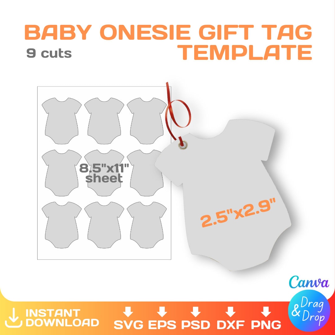Baby Girl Onesie Gift Tag Svg, BLANK Template, DIY, Baby Shower ...