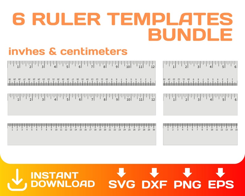 Ruler Svg, BUNDLE, Inches & Centimeters, Horizontal Ruler Markings ...