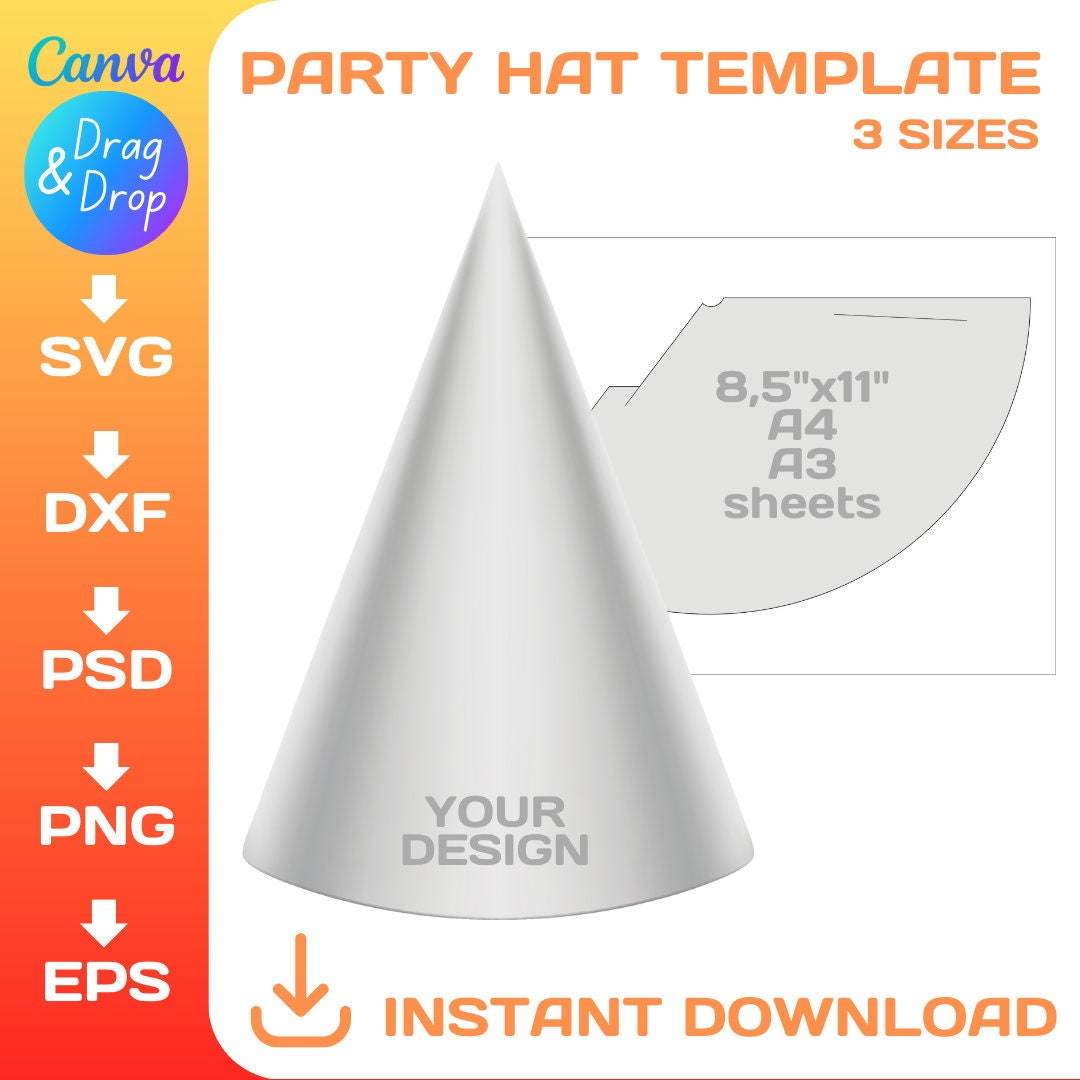 Party Hat Blank Template, BUNDLE, Svg, Png, Dxf, DIY, Cricut, Canva