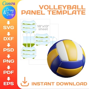 Volleyball Panel Template: Custom Ball Wrap, SVG, PNG, Cricut, Canva (Digital Download)