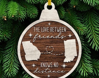 interlokale vriendschap kerstornament svg, inzet ornament, alle 50 staten van de VS, lasergesneden bestand, Cricut, silhouet, instant download