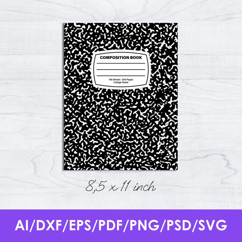 Composition Book Cover SVG Bundle: Notebook Label Template (digital ...